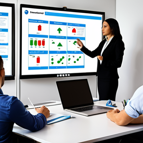 Home 9 ** A visual representation of data classification and employee awareness training in a modern office setting. Show employees attending a workshop on data security, learning about phishing attacks and strong passwords, alongside a graphic illustrating data categorization (confidential, sensitive, general) on a whiteboard. The scene should emphasize the importance of data protection in a collaborative environment.
**