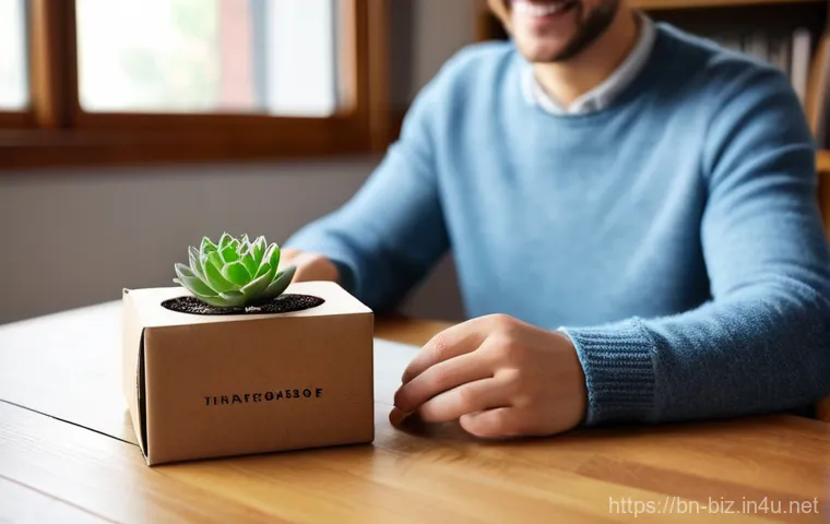 고객 경험 관리 - **Prompt: Customer Delight - The Thoughtful Unboxing**
    "A young adult, wearing a comfortable, st...