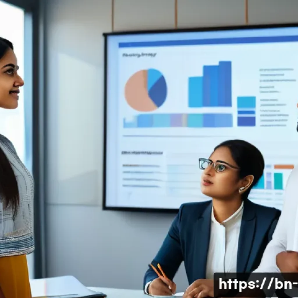 기업 윤리 - A diverse group of professional Bengali employees in a modern office setting, engaging in an ethical...