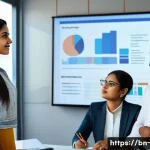 Home 17 기업 윤리 - A diverse group of professional Bengali employees in a modern office setting, engaging in an ethical...