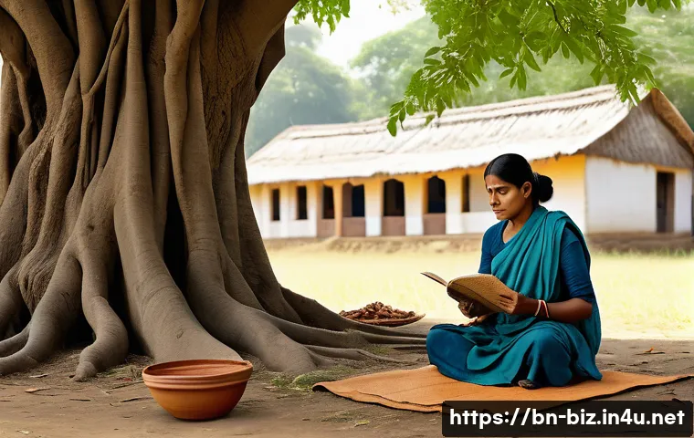 윤리적 투자 - A serene scene depicting a responsible investor in a traditional Bengali rural setting, thoughtfully...