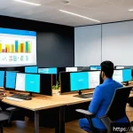 디지털 마케팅 최신 트렌드 - A modern digital marketing office setting showcasing a diverse Bengali professional team collaborati...