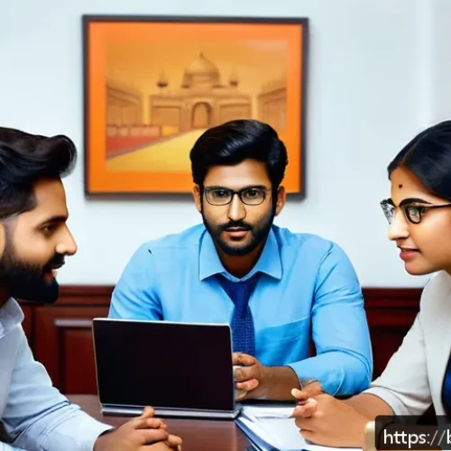 인사 전문가 인터뷰 - A professional Bengali office environment showing a diverse team engaged in a collaborative meeting,...