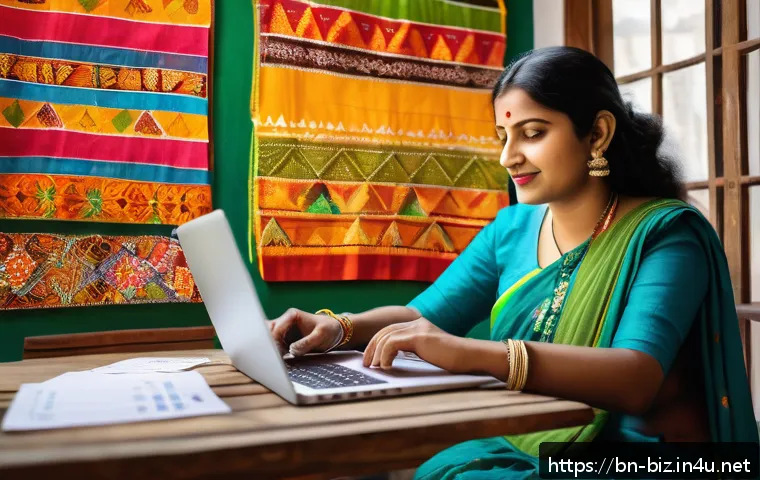 SWOT 분석 - A vibrant Bengali small business owner analyzing customer feedback and sales data on a laptop in a c...