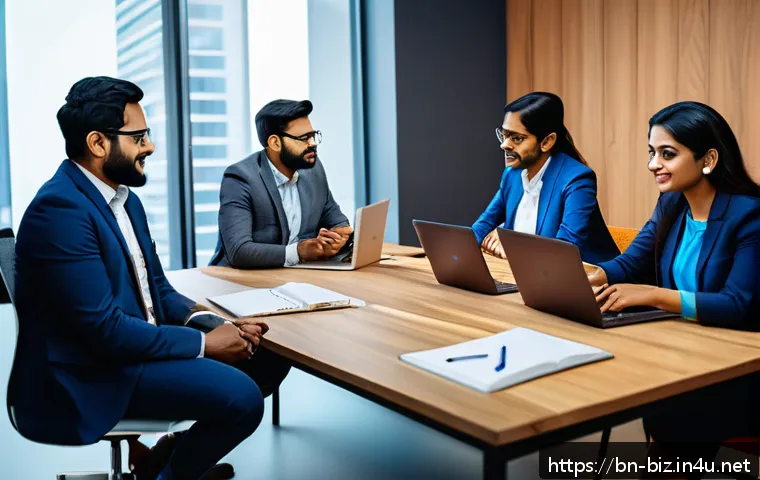 경영학에서 중요한 기술 - A diverse Bengali office team engaged in a creative brainstorming session around a modern conference...